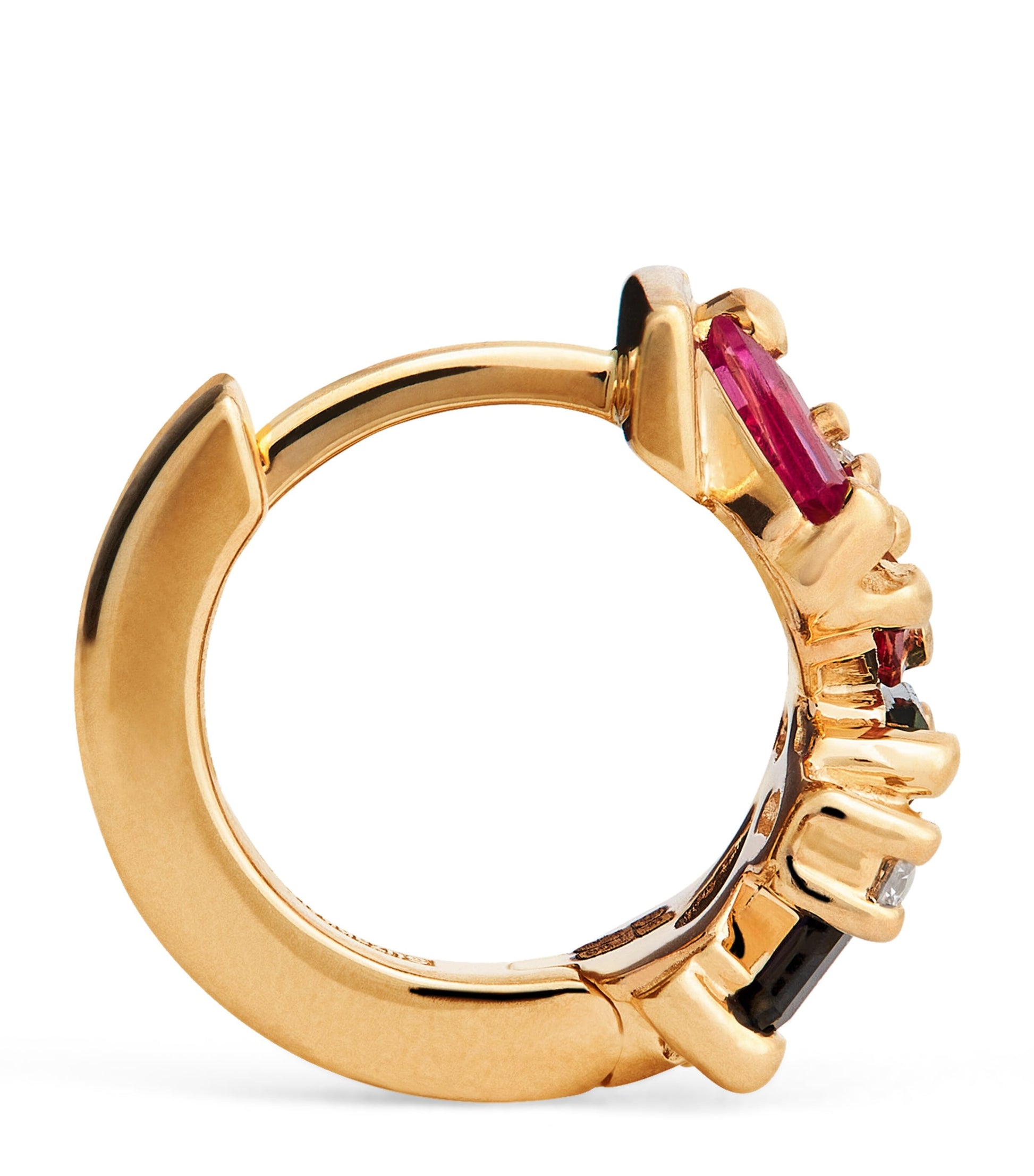 Suzanne Kalan Yellow Gold, Diamond and Sapphire Frenzy Huggie Earrings