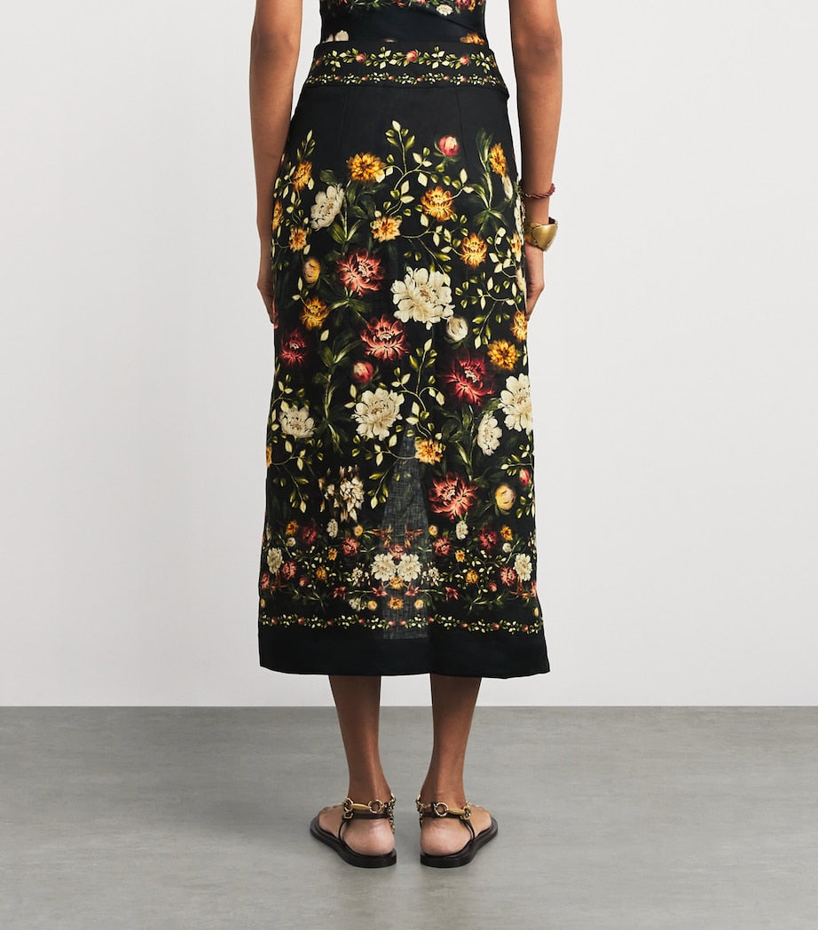 Multi Linen Floral Midi Pareo