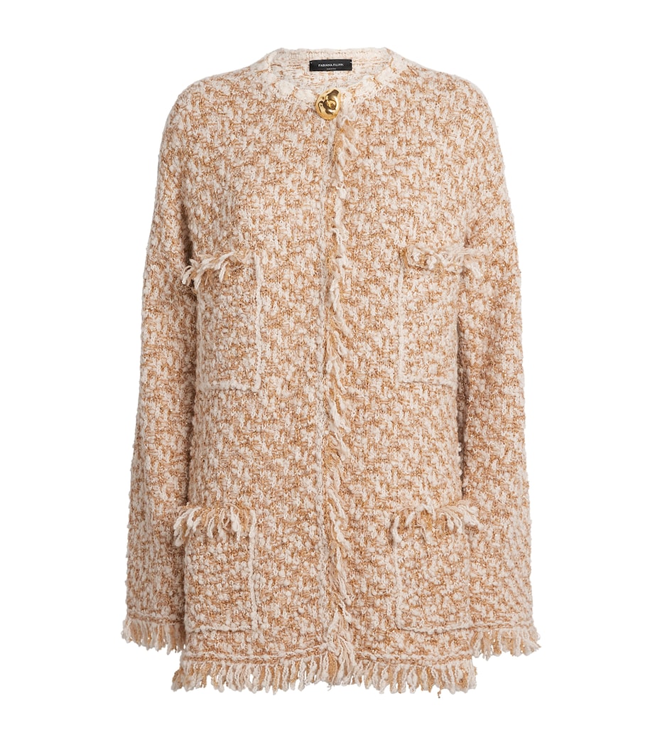 Fabiana Filippi Beige Sequin Tweed Jacket