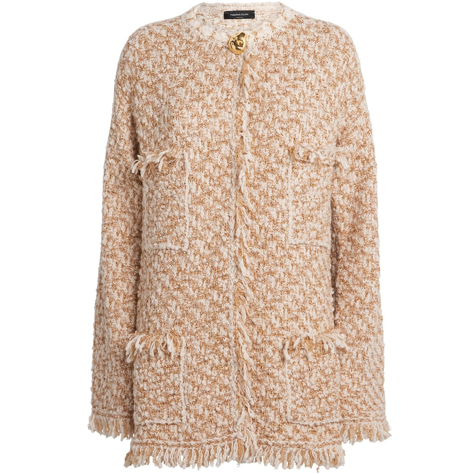 Fabiana Filippi Beige Sequin Tweed Jacket