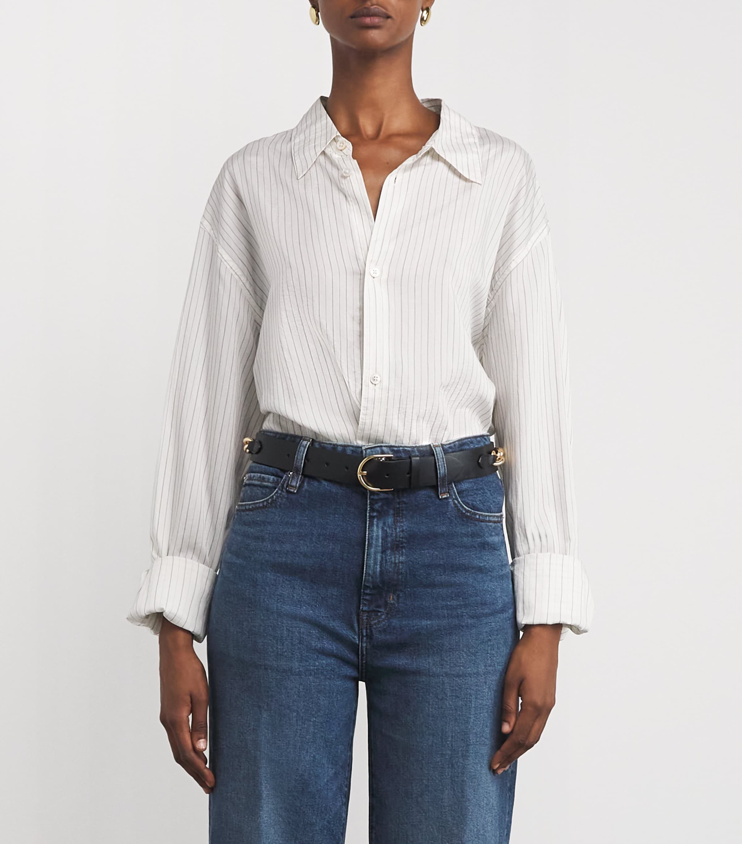 Maje Black Leather Chain Detail Belt