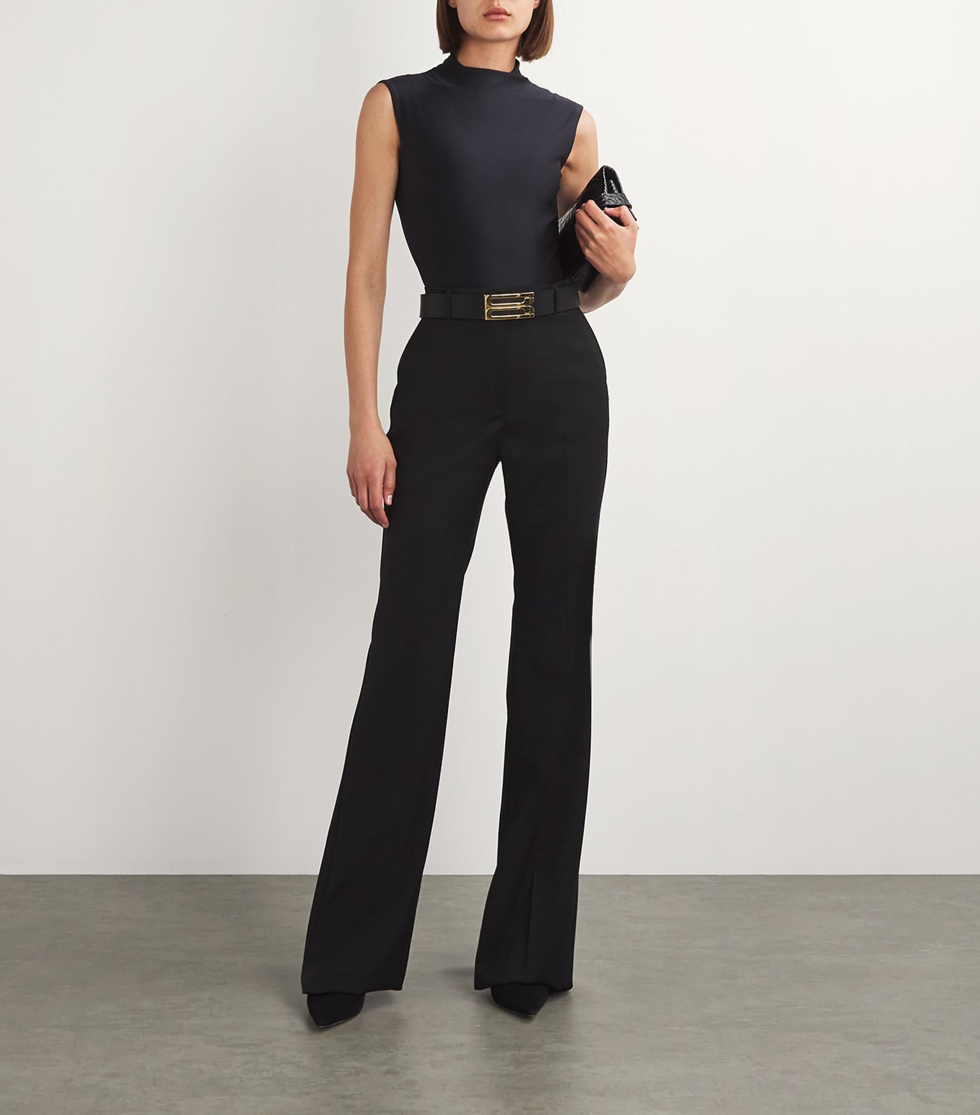 Victoria Beckham Black Jumbo Leather Frame Belt