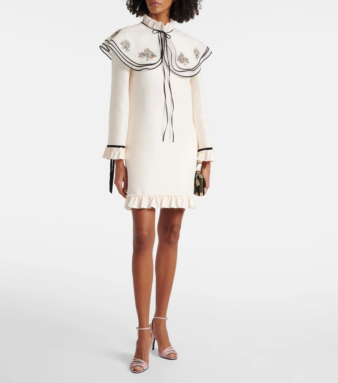 Valentino - Crepe Couture embroidered minidress