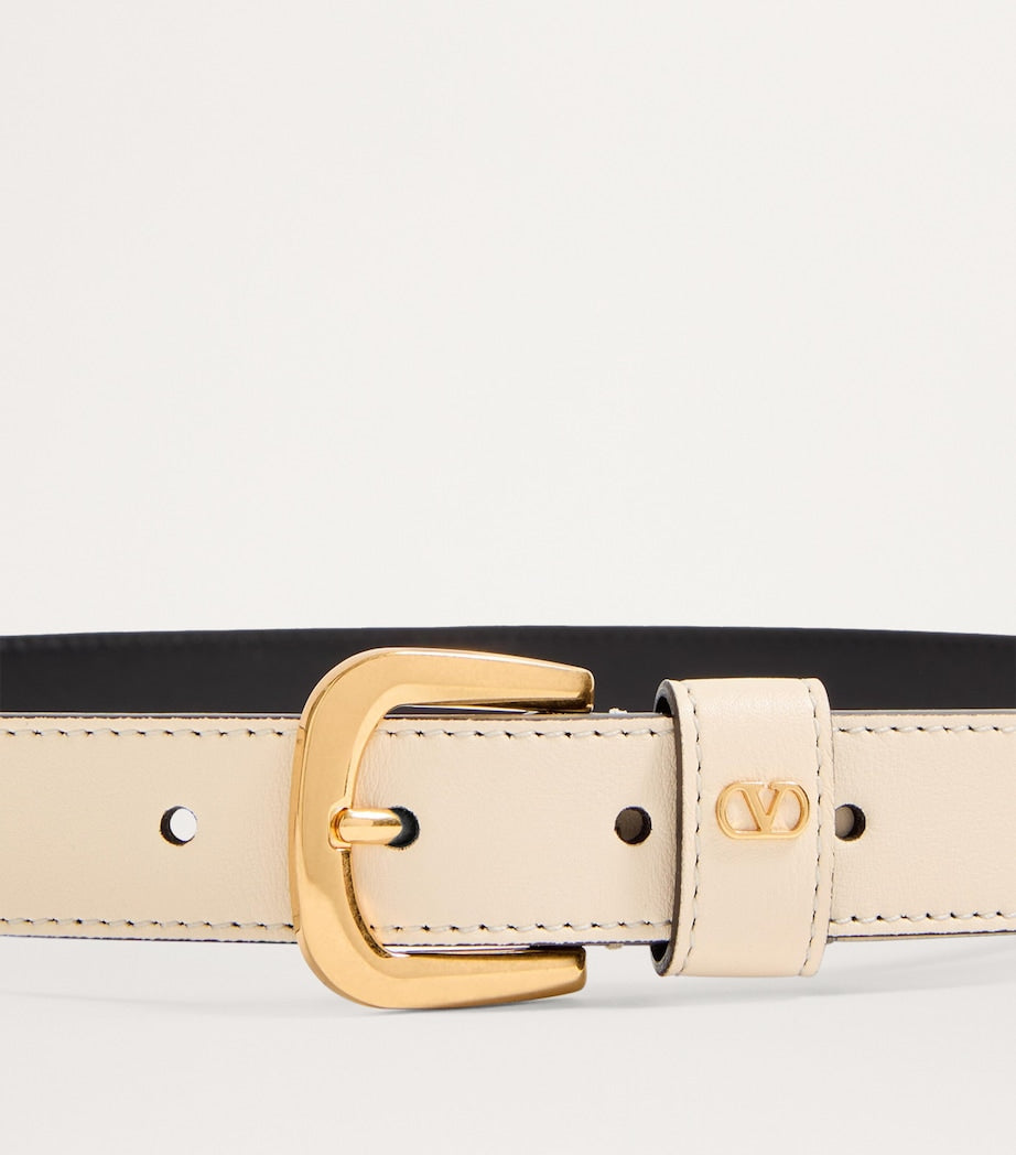 Valentino Garavani Ivory Leather VLogo Signature Belt