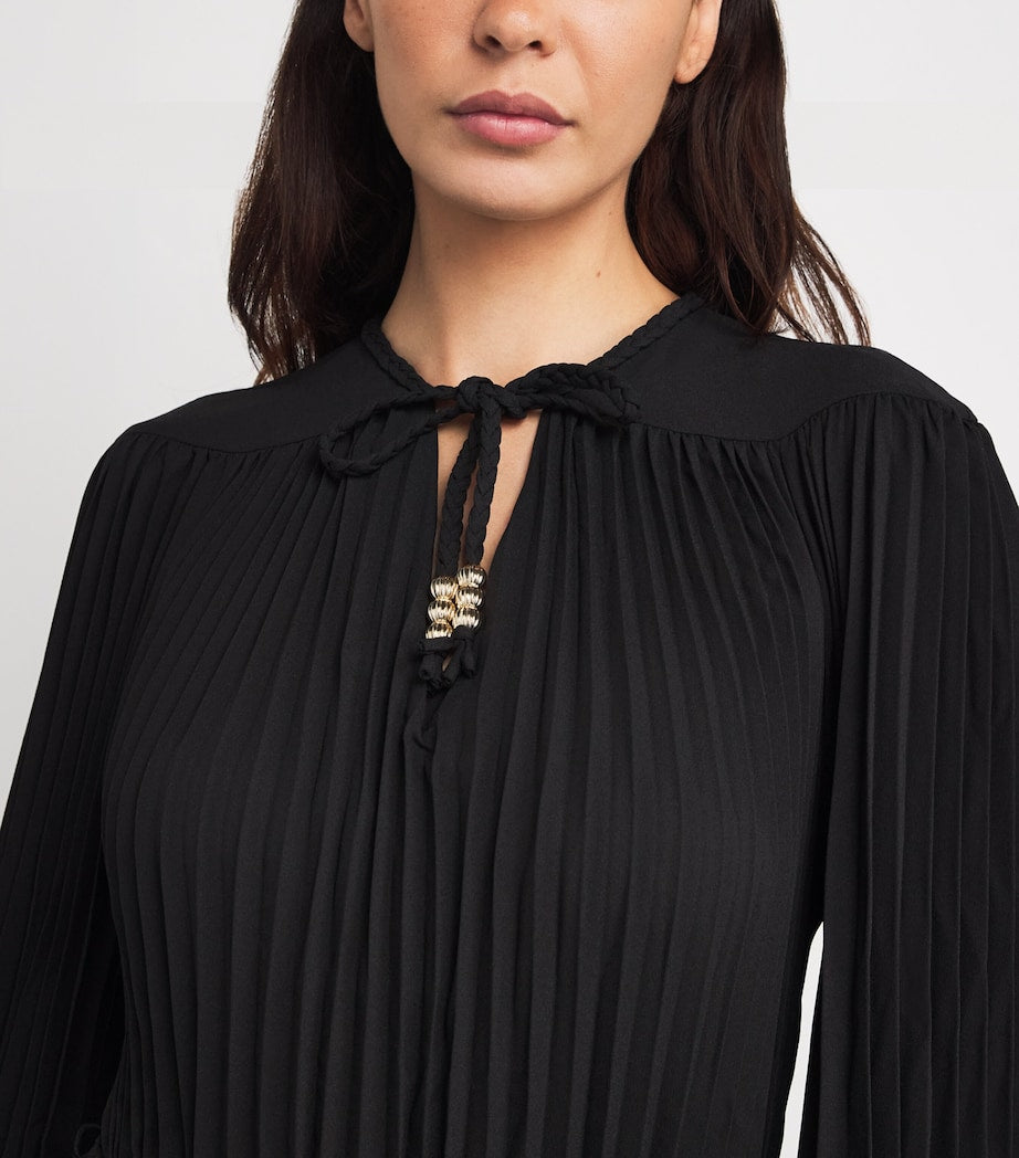 Maje Black Bead-Detail Mini Dress