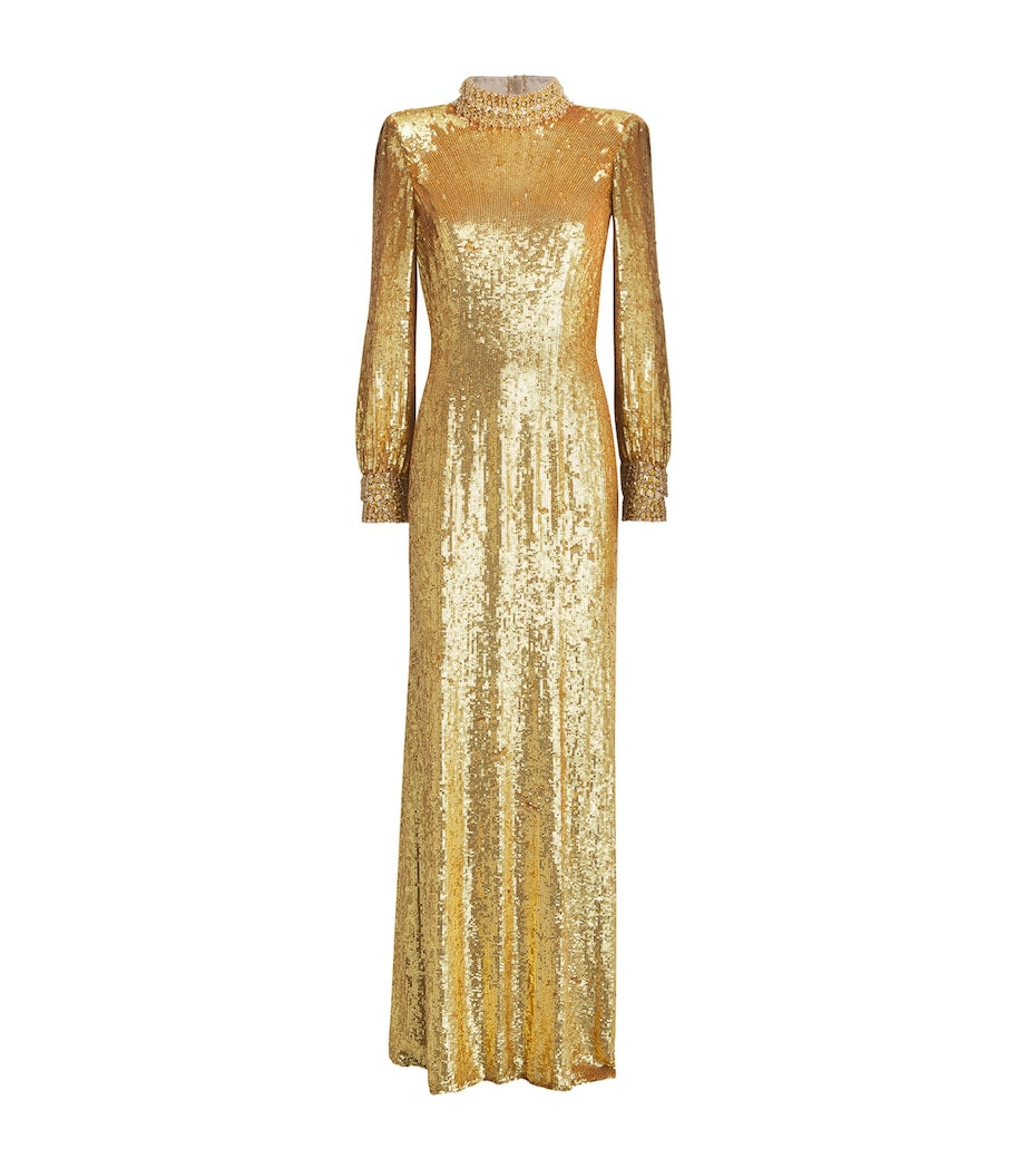 Gold Sequin Embellished Opium Gown