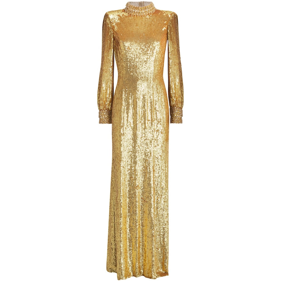 Gold Sequin Embellished Opium Gown