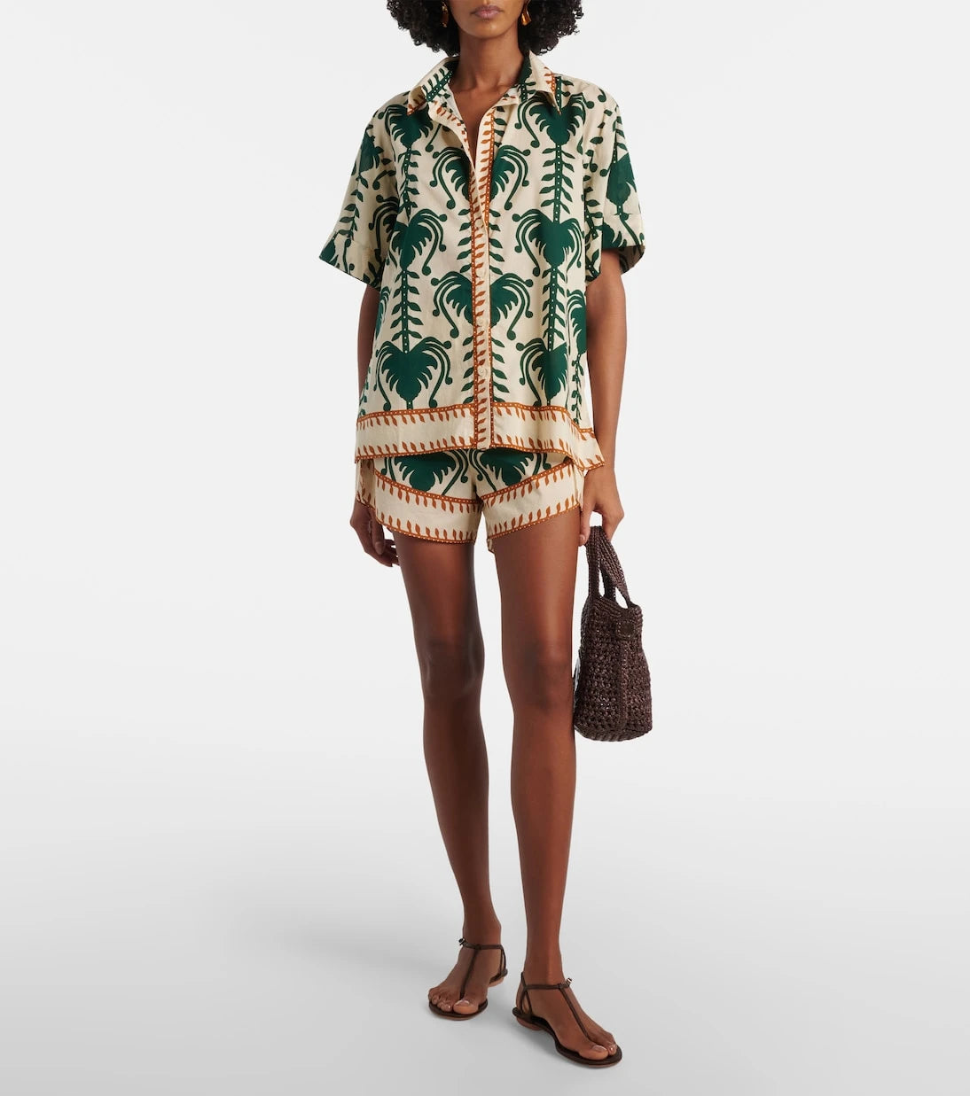 Johanna Ortiz - Printed shirred cotton shorts
