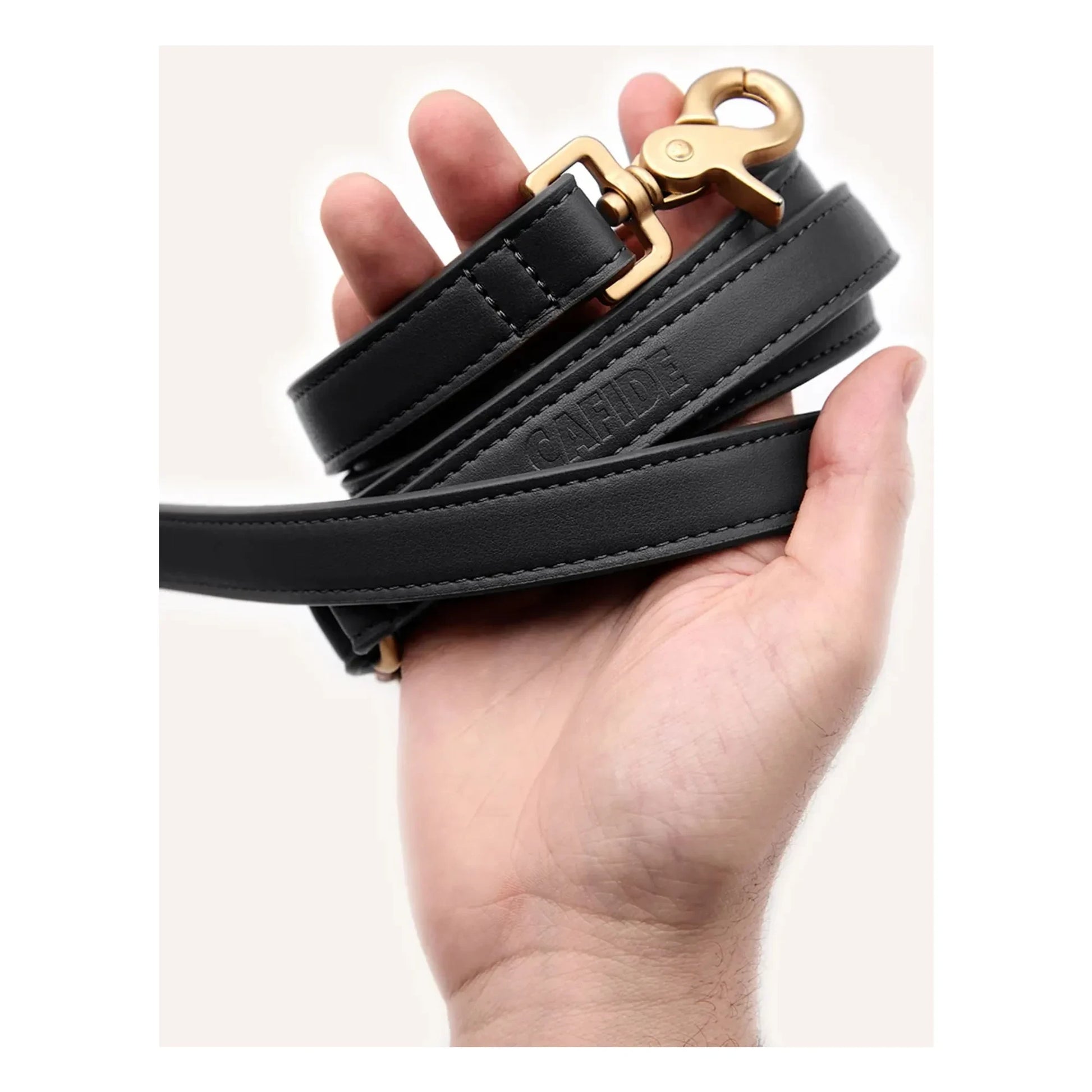Cafide - 3 position dog leash in vegan leather | Black