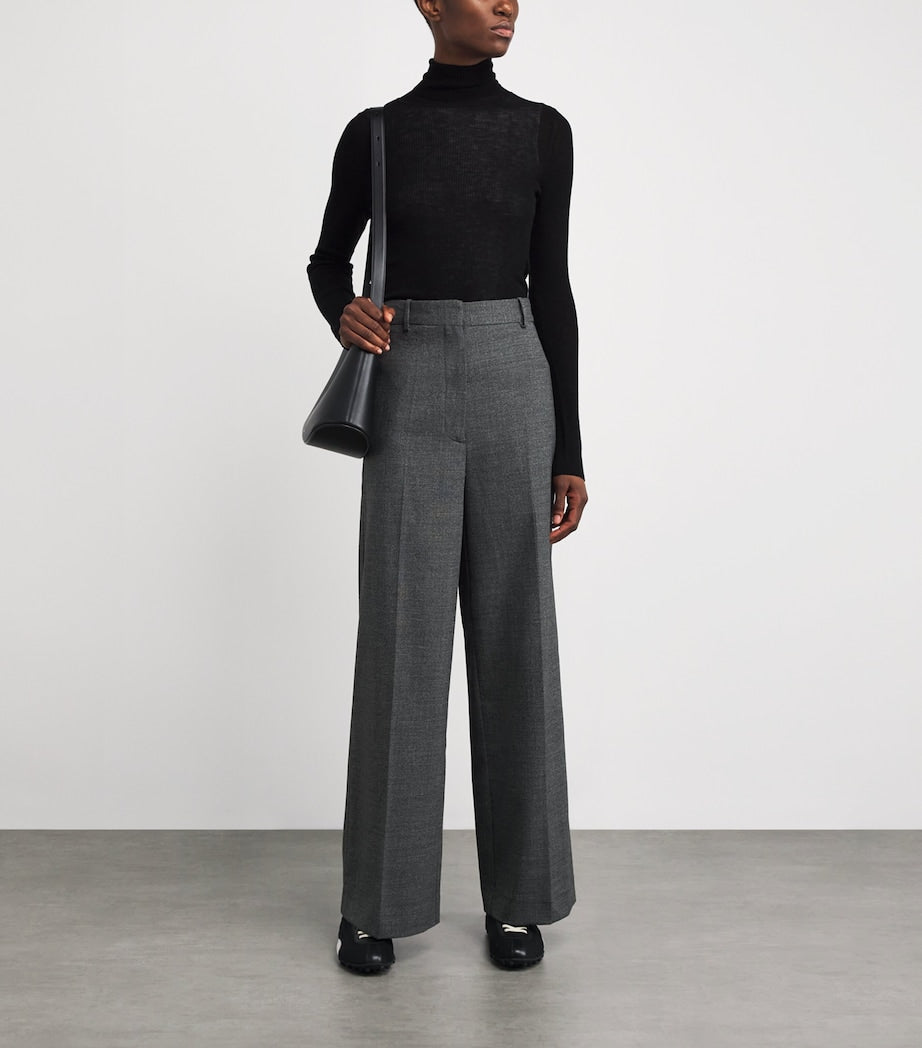 Black Straight Wide-Leg Trousers