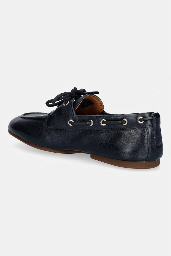 Tommy Hilfiger мокасини дамски от кожа TH SLEEK LEATHER BOAT SHOE