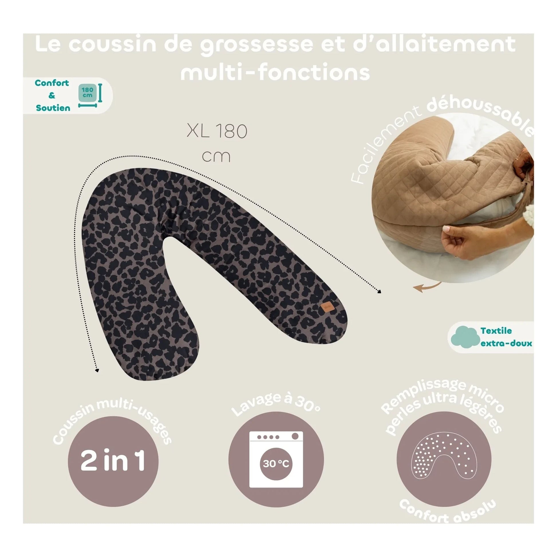 Béaba - Big Flopsy nursing cushion | Leopard