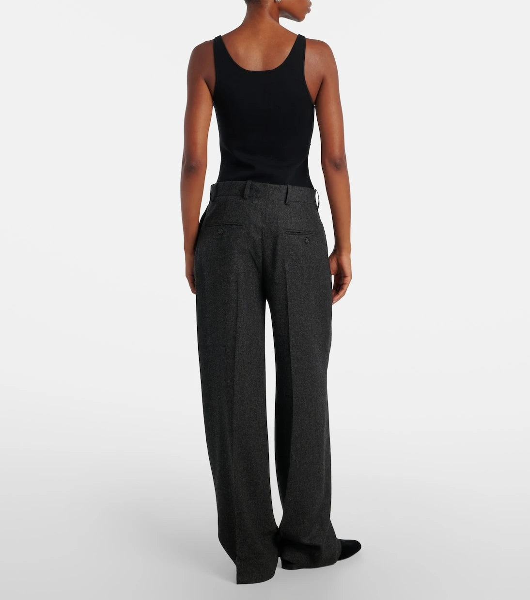 Toteme - High-rise flannel wide-leg pants