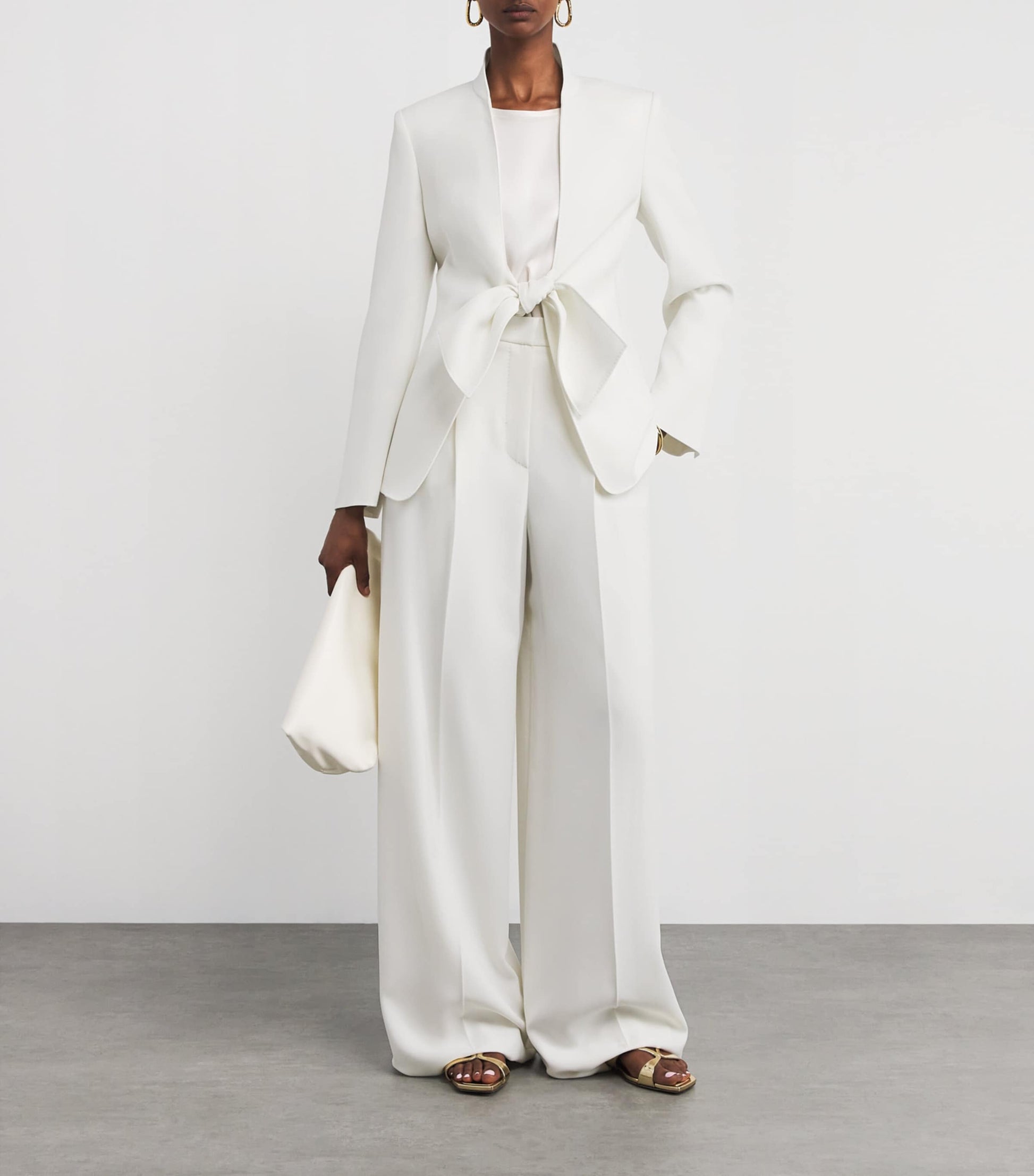 White Cady Tie-Waist Blazer