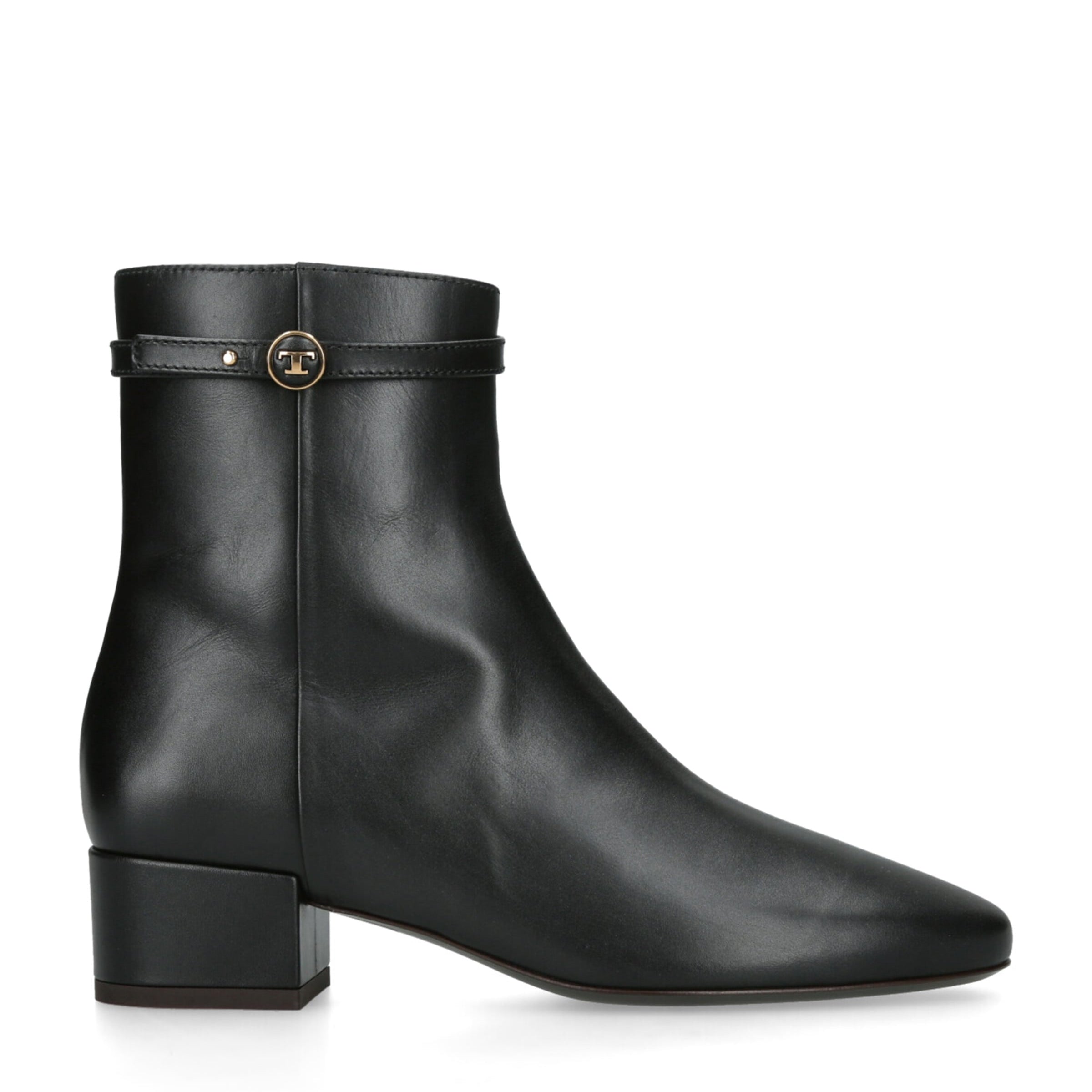 Tod's Black Leather Stivaletto Cuoio Ankle Boots 35