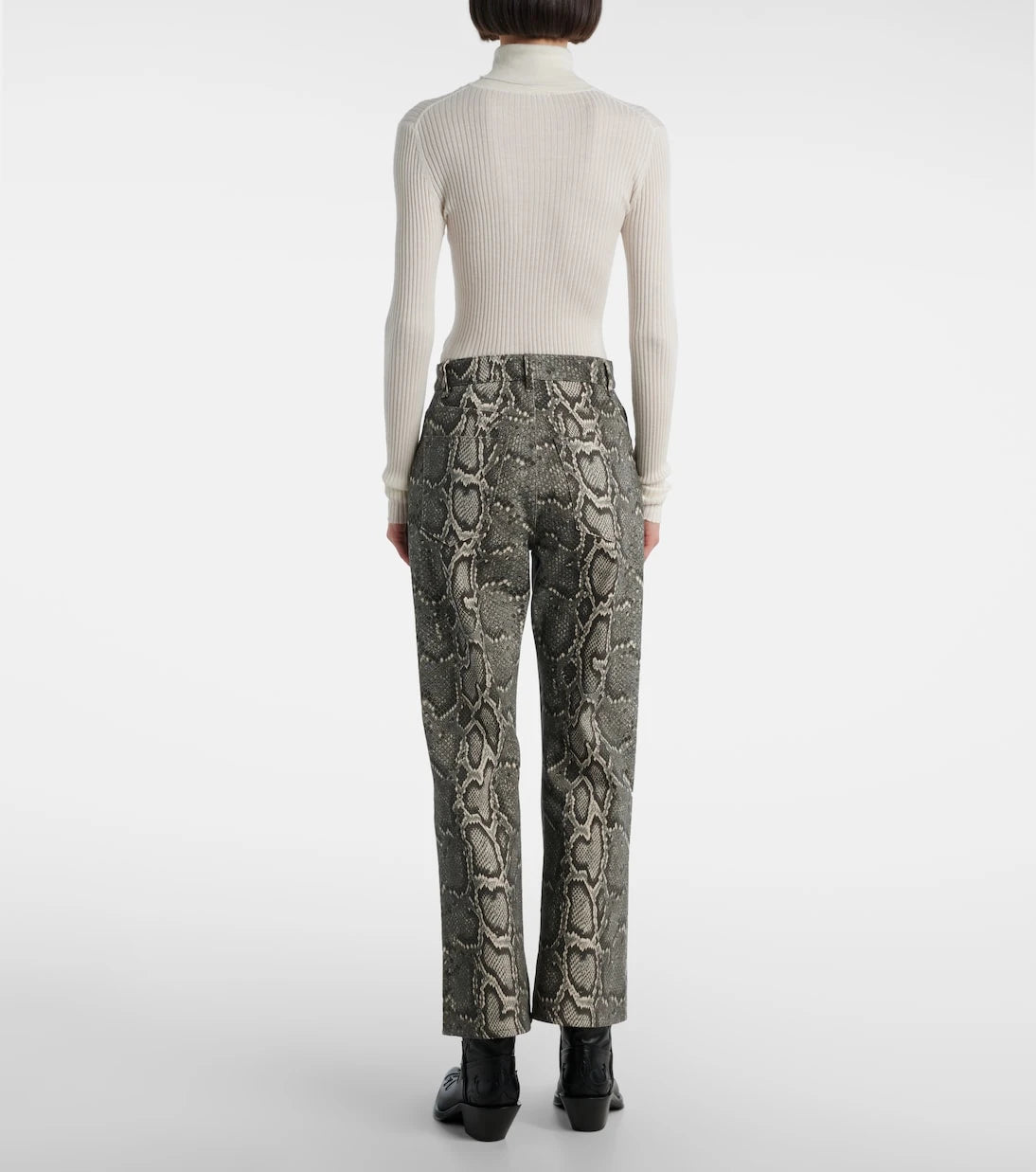 Gabriela Hearst - Ezra snake-effect high-rise bootcut jeans