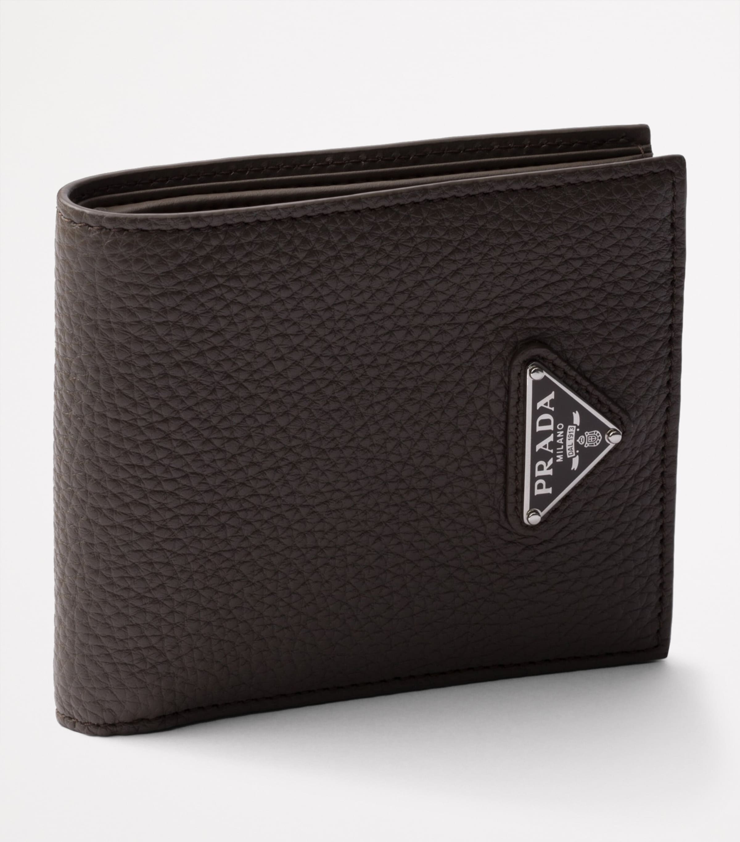 Prada Grained Leather Triangle Wallet