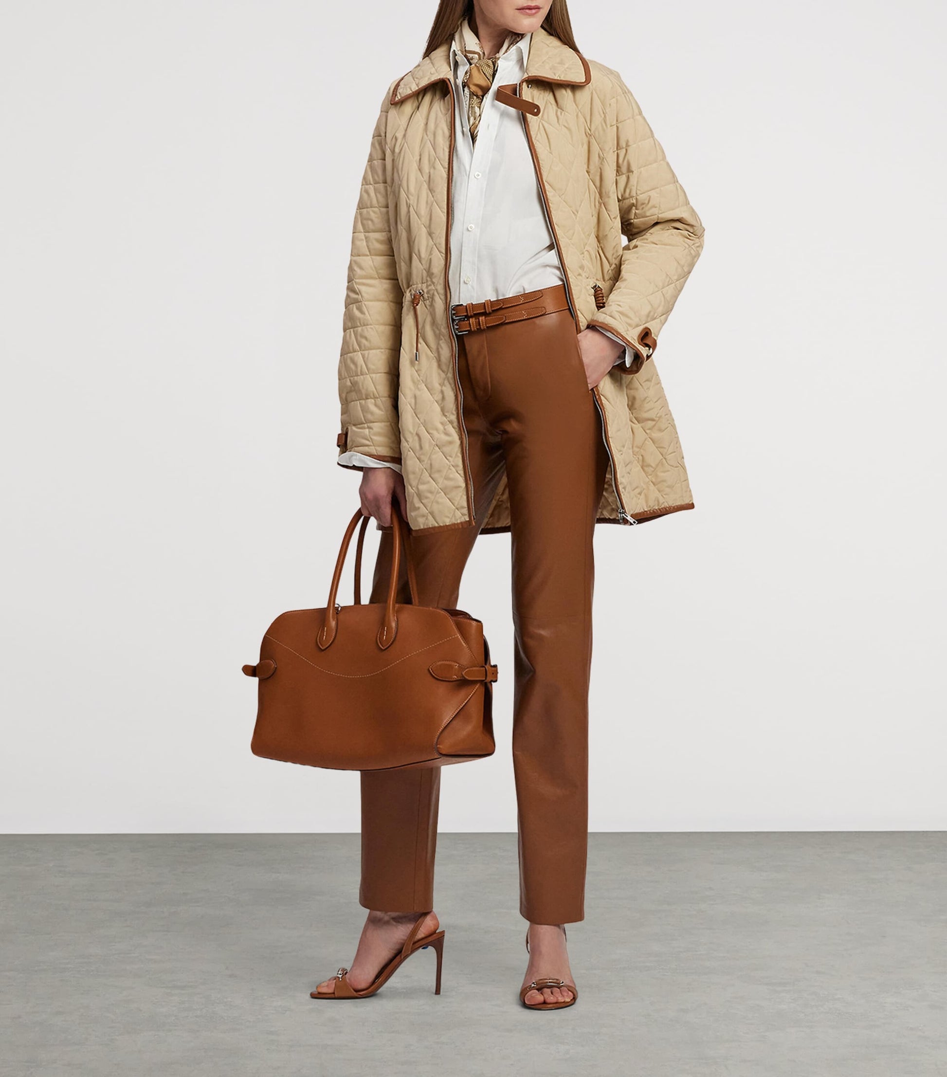 Ralph Lauren Collection Beige Lamb Leather Trousers