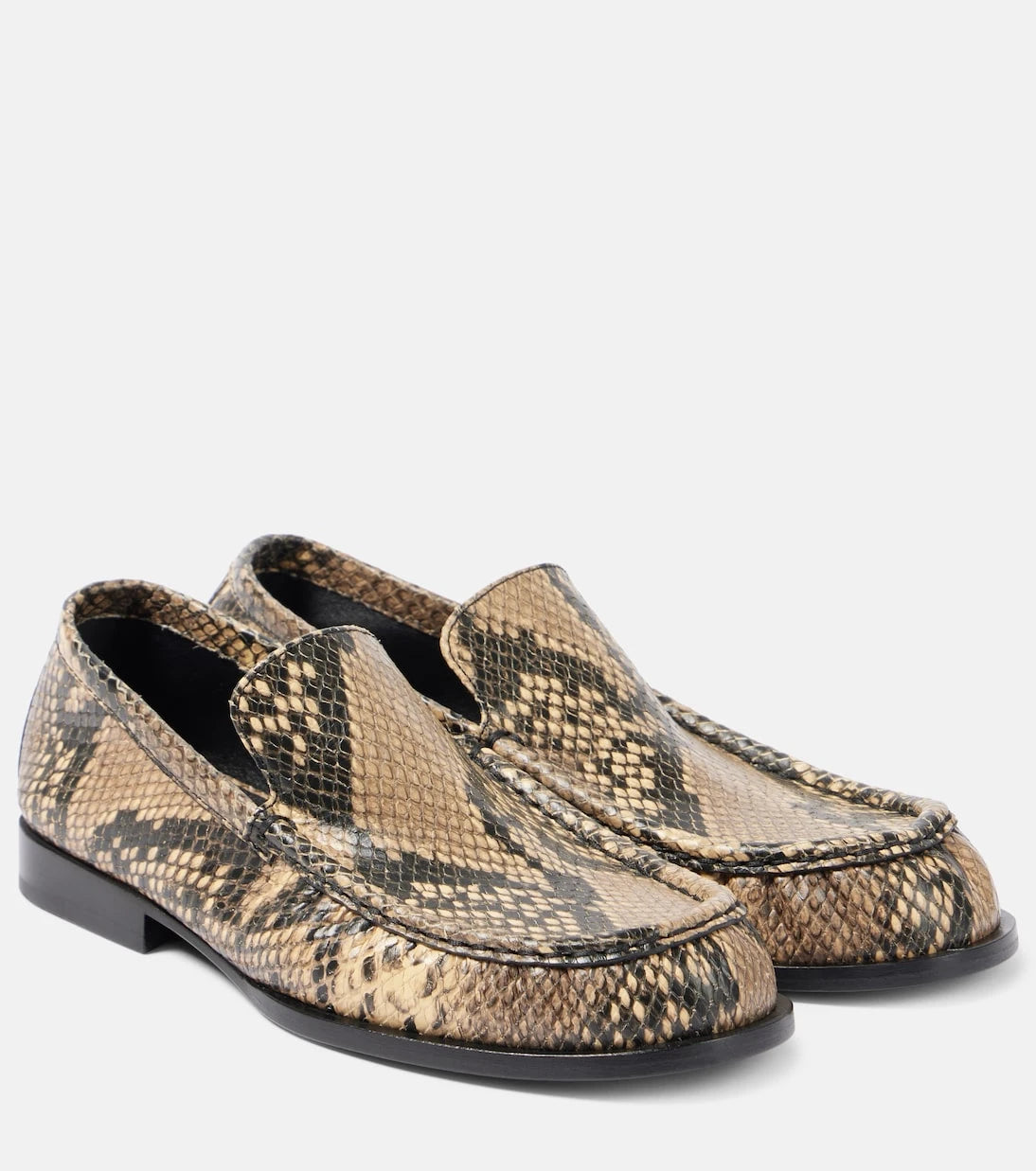 Dries Van Noten - Snake-effect leather loafers