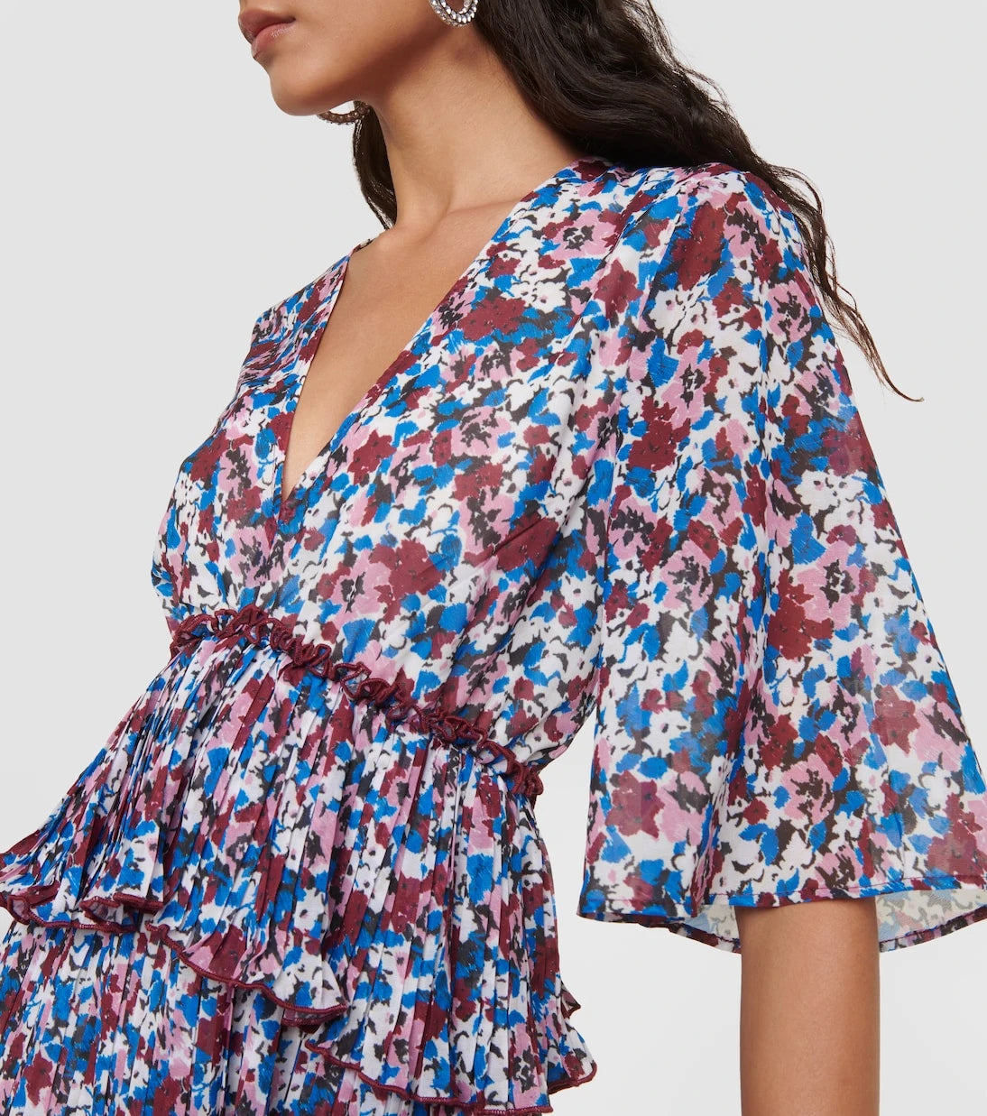Ganni - Floral pleated georgette minidress