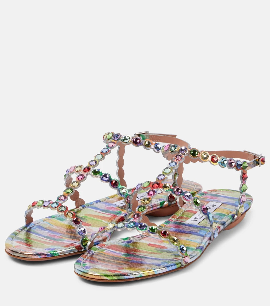 Aquazzura - Tequila embellished leather sandals