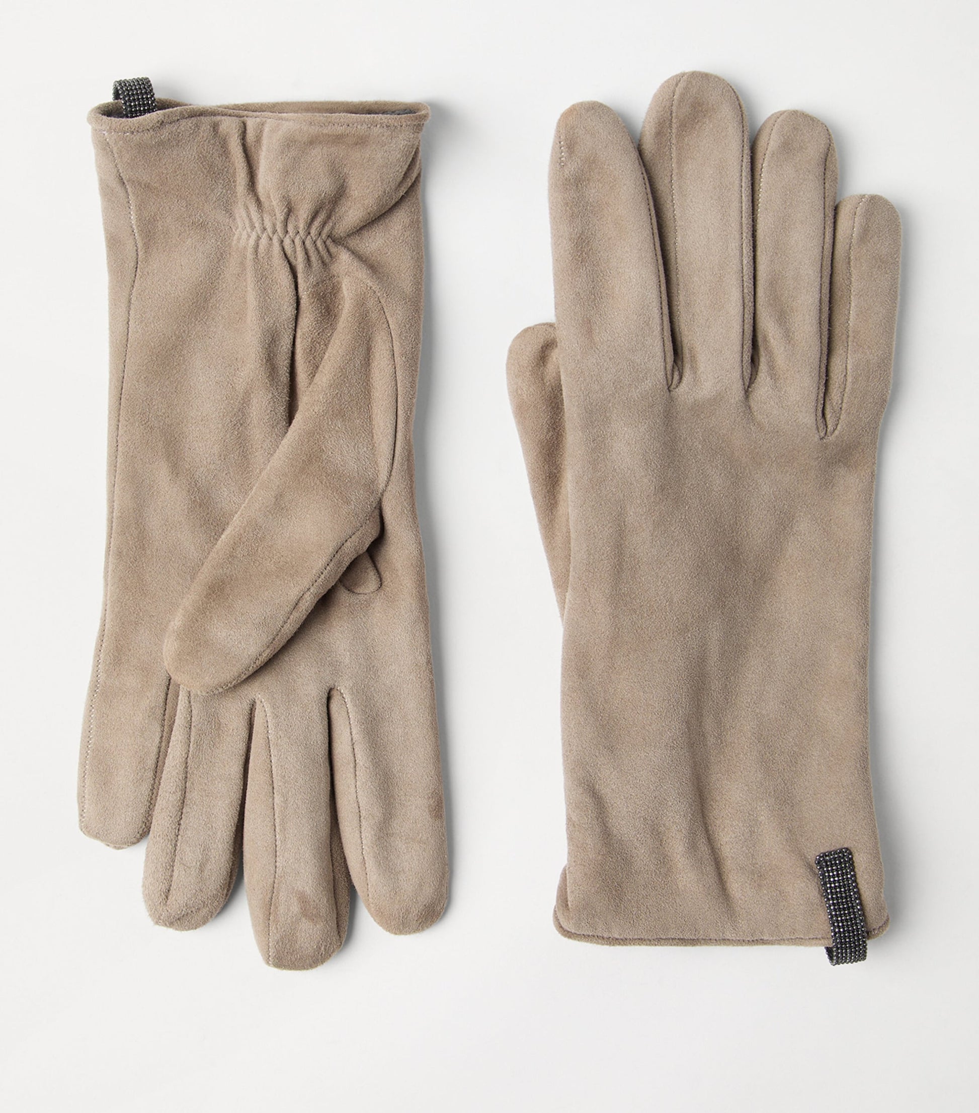 Brunello Cucinelli Blue Suede Monili Gloves