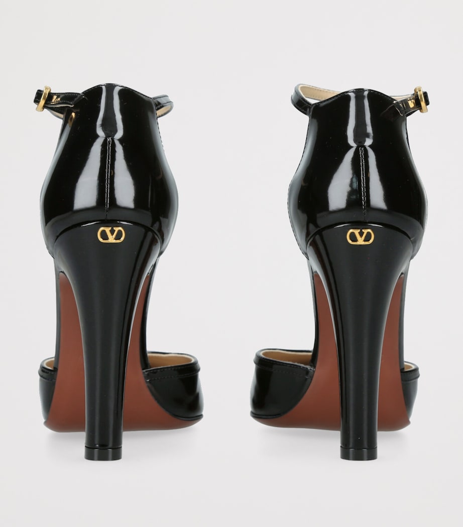 Valentino Garavani Black Patent Leather Hi Dolly Heeled Pumps 100