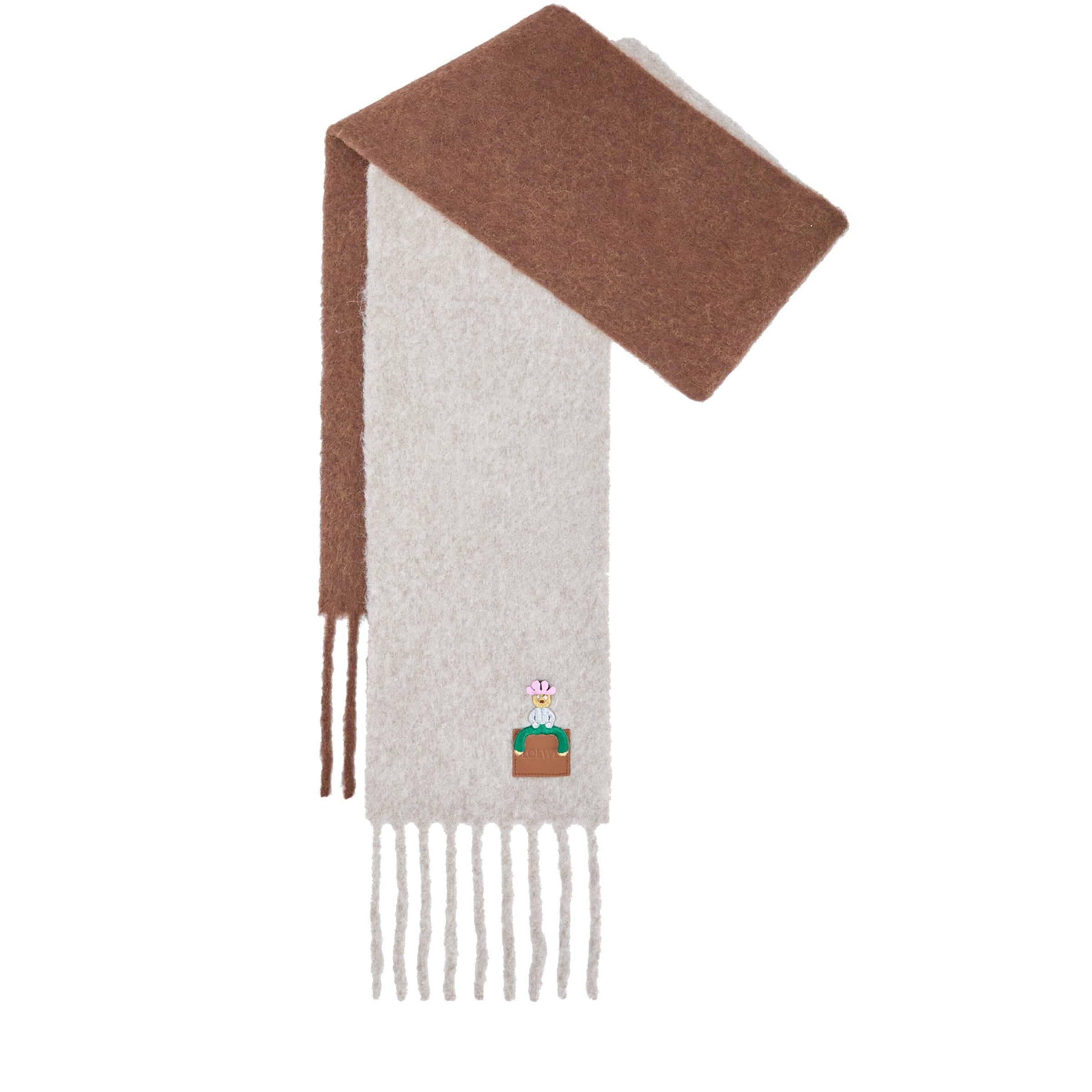 LOEWE Grey Alpaca-Blend Embroidered Scarf