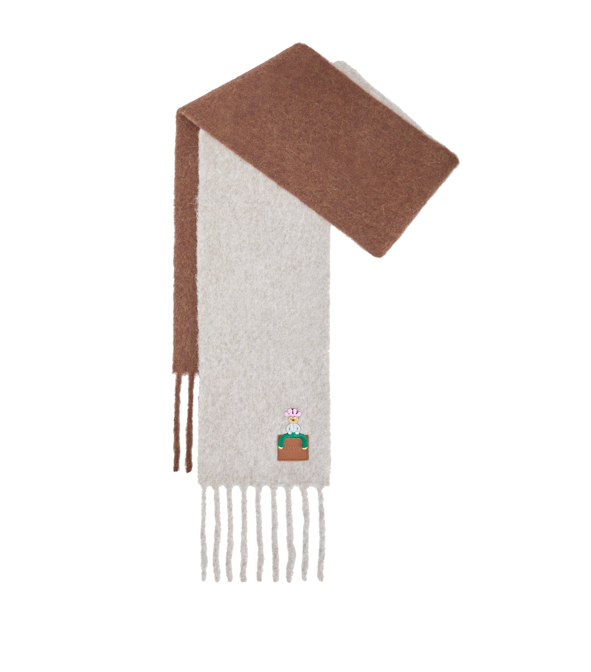 LOEWE Grey Alpaca-Blend Embroidered Scarf