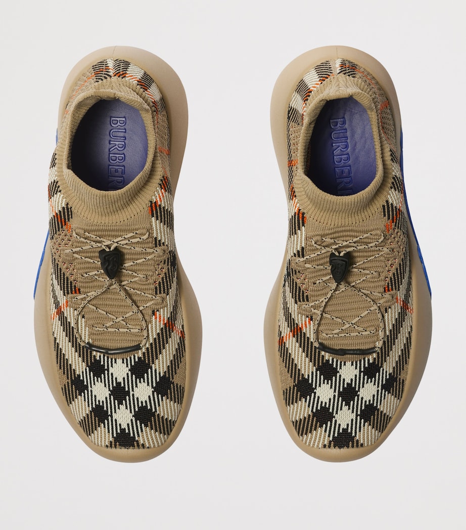 Beige Knit Check Neptune Sneakers