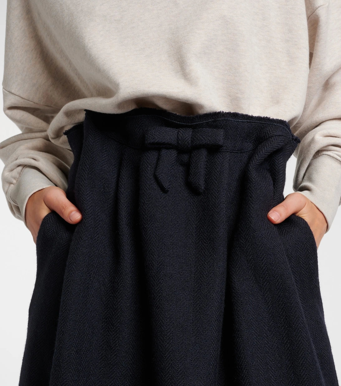 Prada - Chevron pleated virgin wool midi skirt
