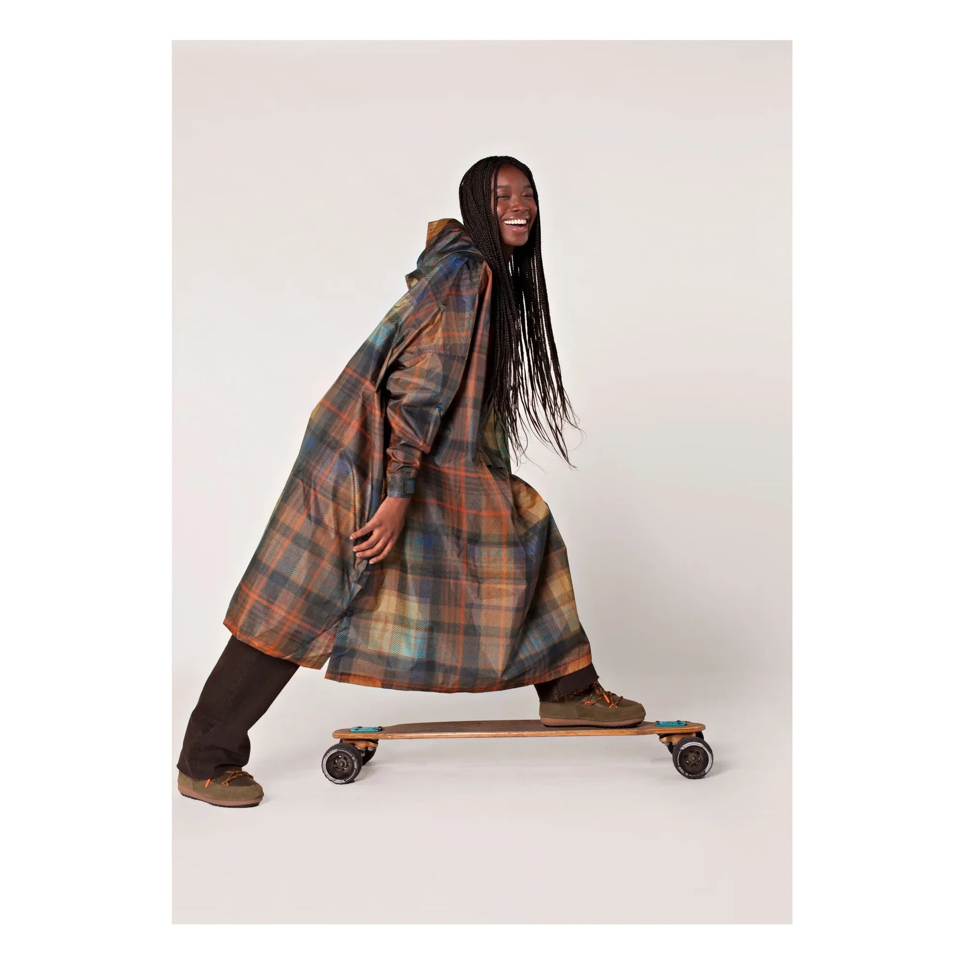 Rainkiss - Tartan raincoat cape - Women's collection | Orange