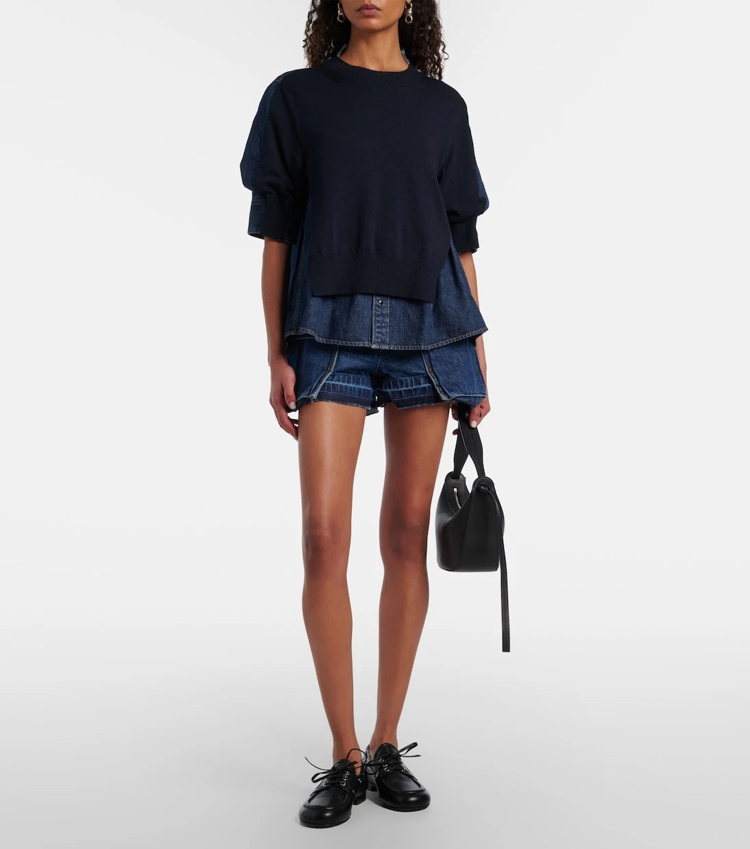 Sacai - Belted denim shorts