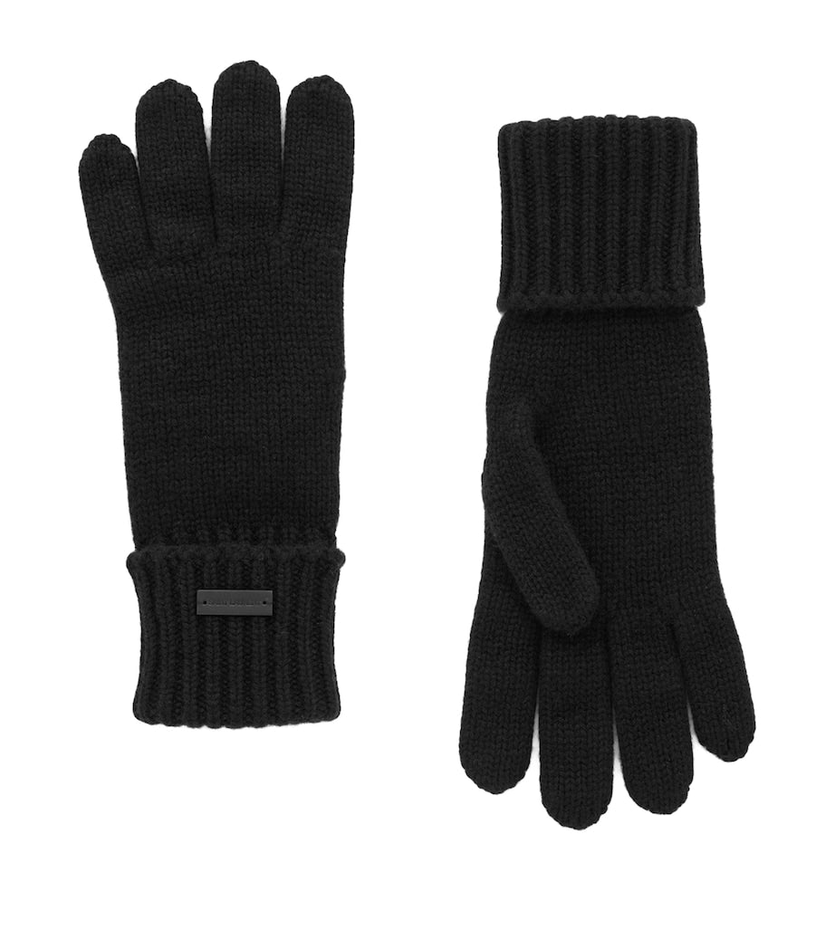 Saint Laurent Black Cashmere Folded Gloves