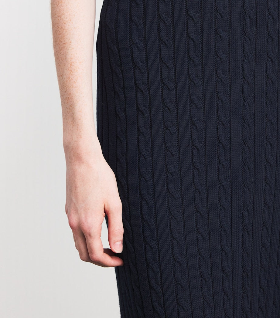Polo Ralph Lauren Navy Cotton Cable-Knit Maxi Dress