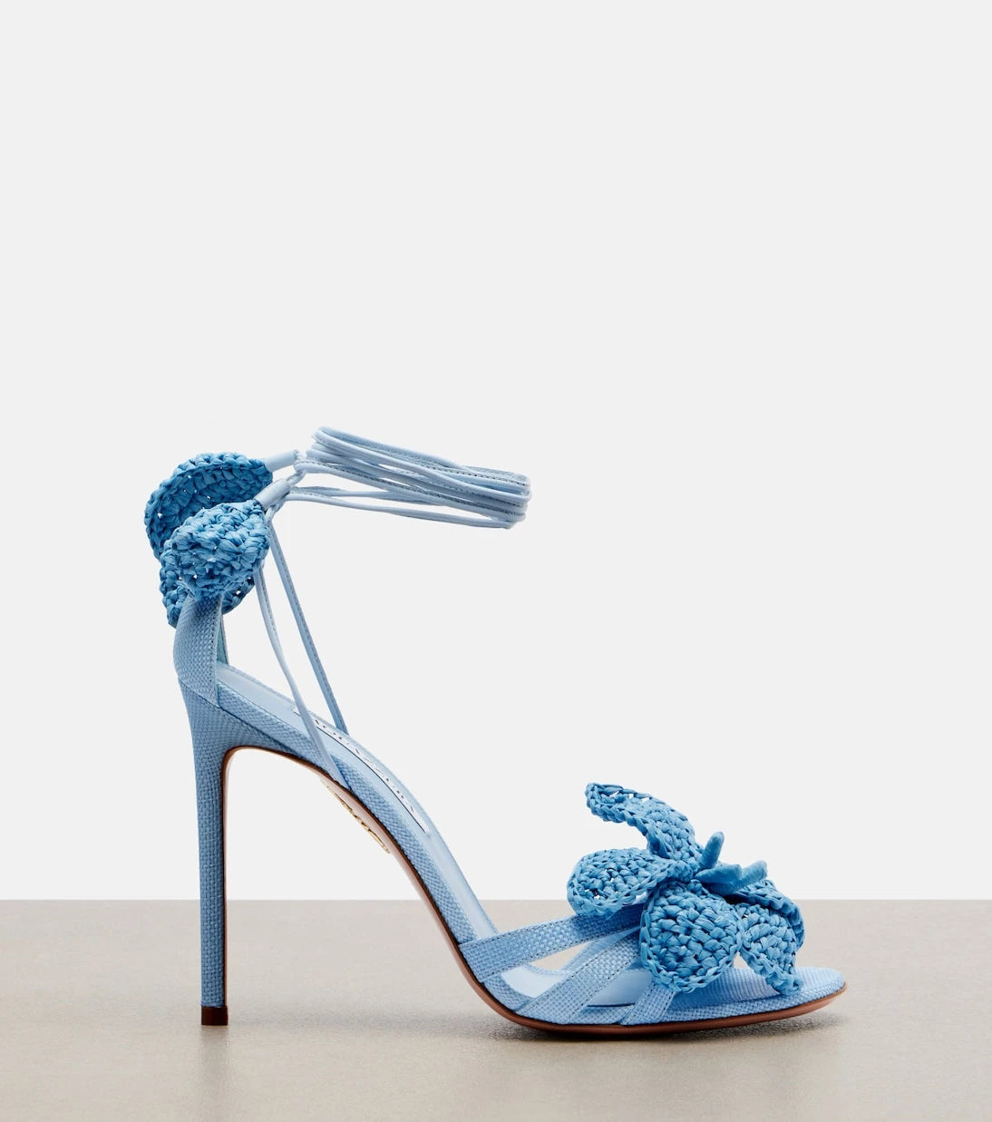 Aquazzura - Calypso leather-trimmed raffia sandals