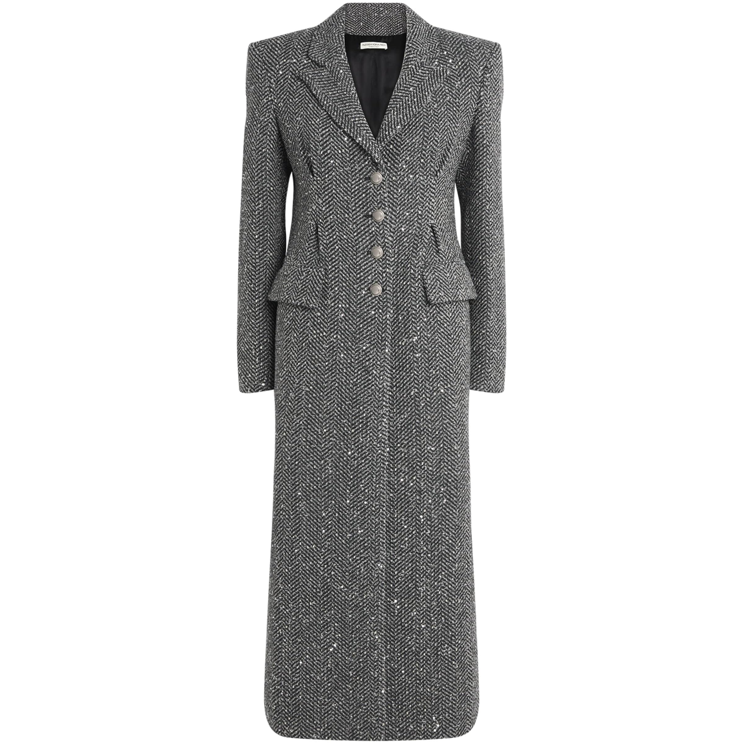 Alessandra Rich Grey Tweed Sequinned Coat