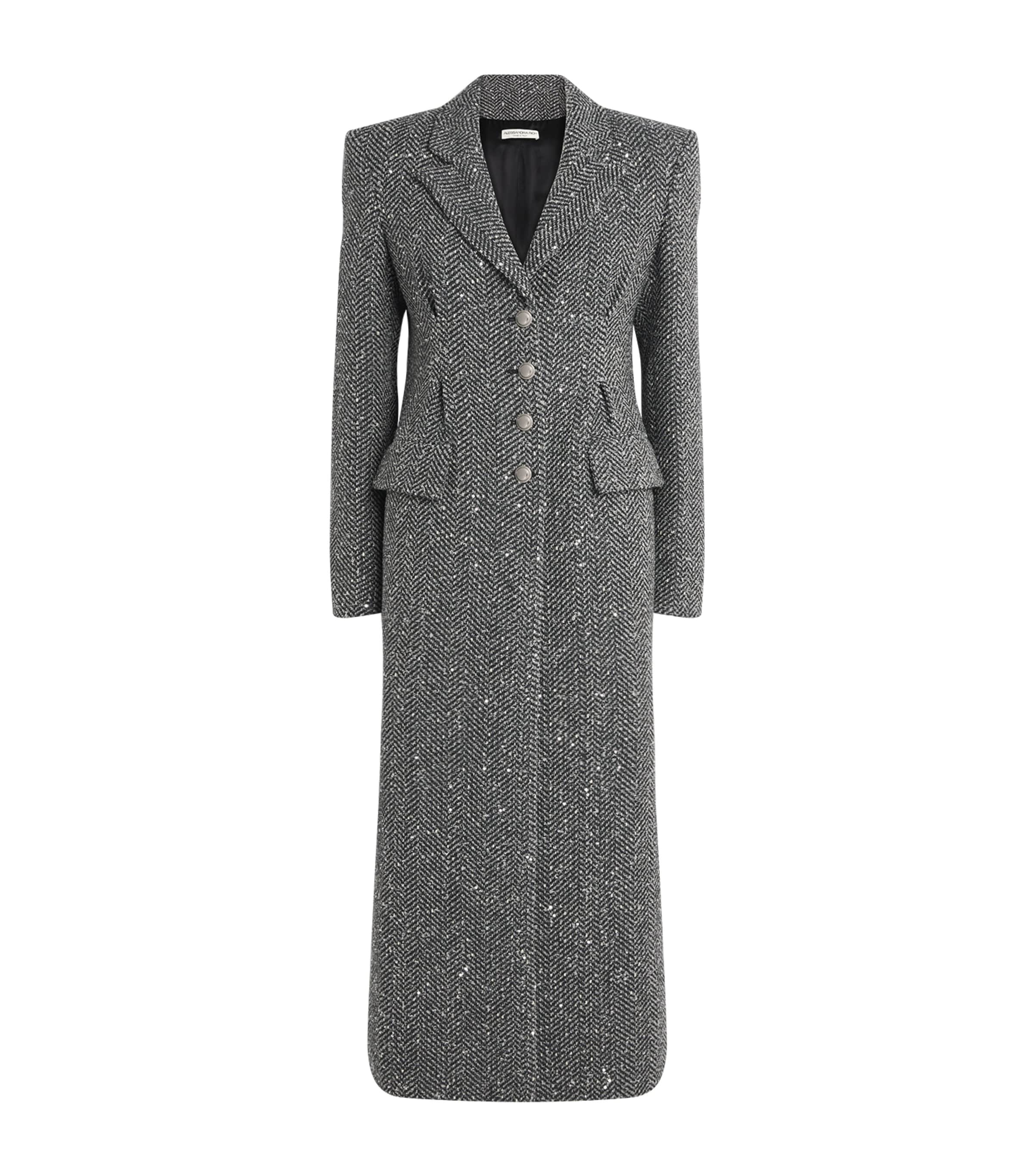 Alessandra Rich Grey Tweed Sequinned Coat