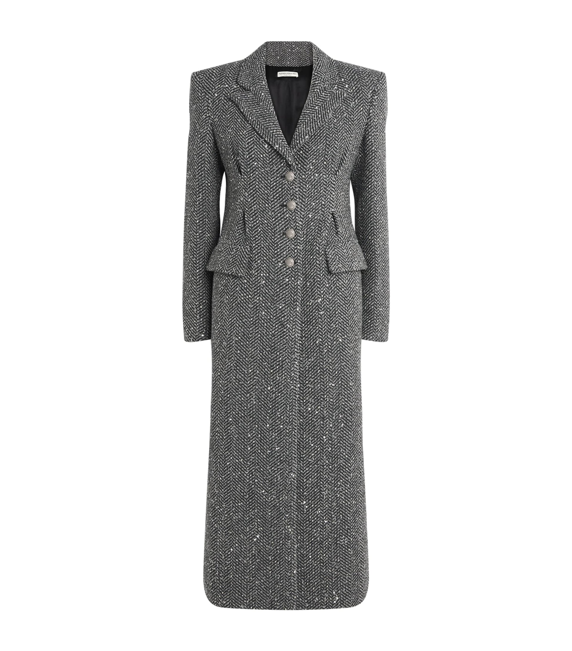 Alessandra Rich Grey Tweed Sequinned Coat