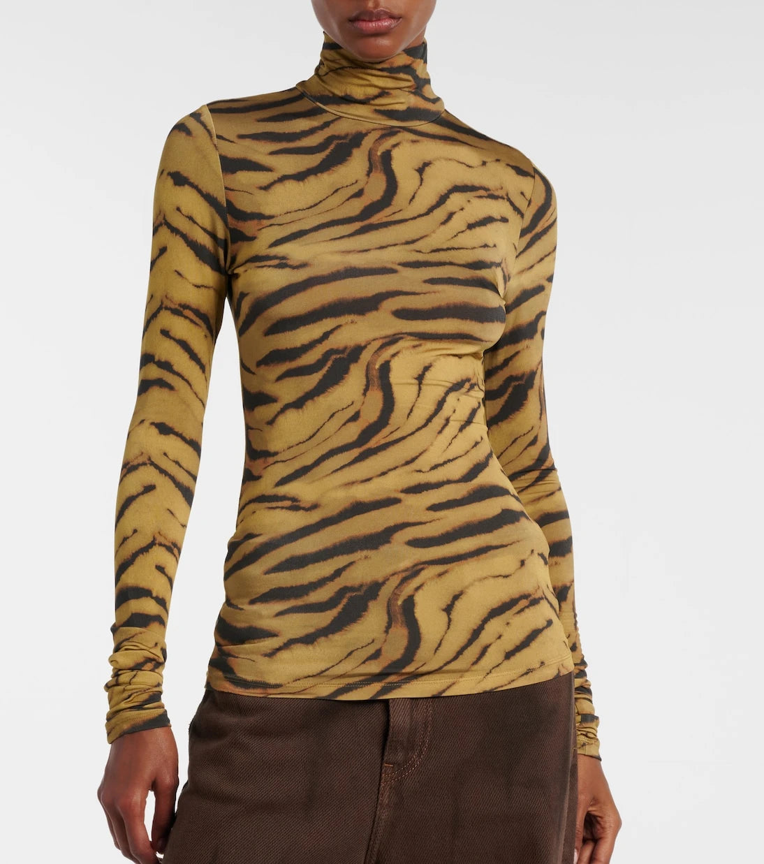 Ganni - Tiger-print jersey top