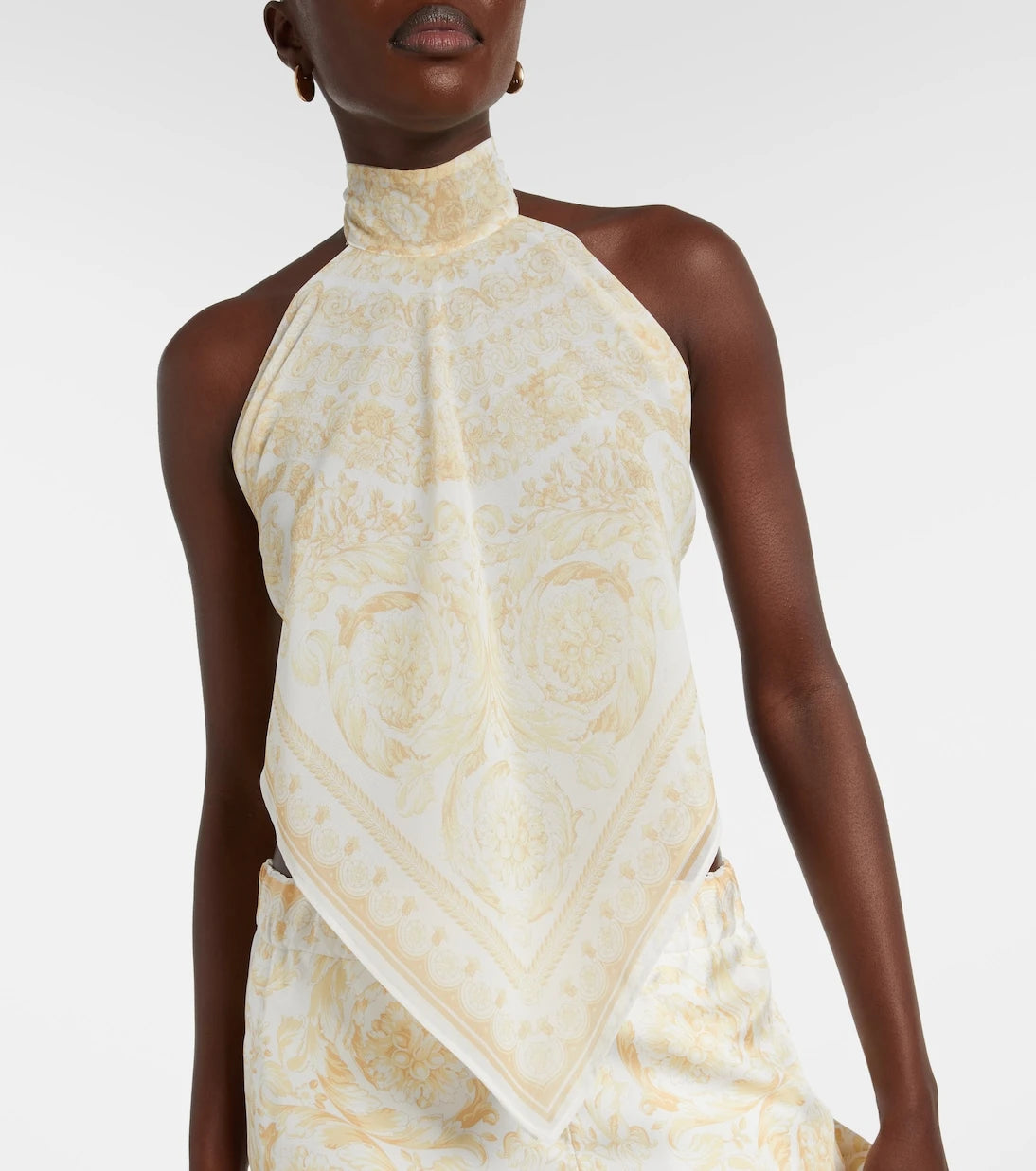 Versace - Printed halterneck georgette top