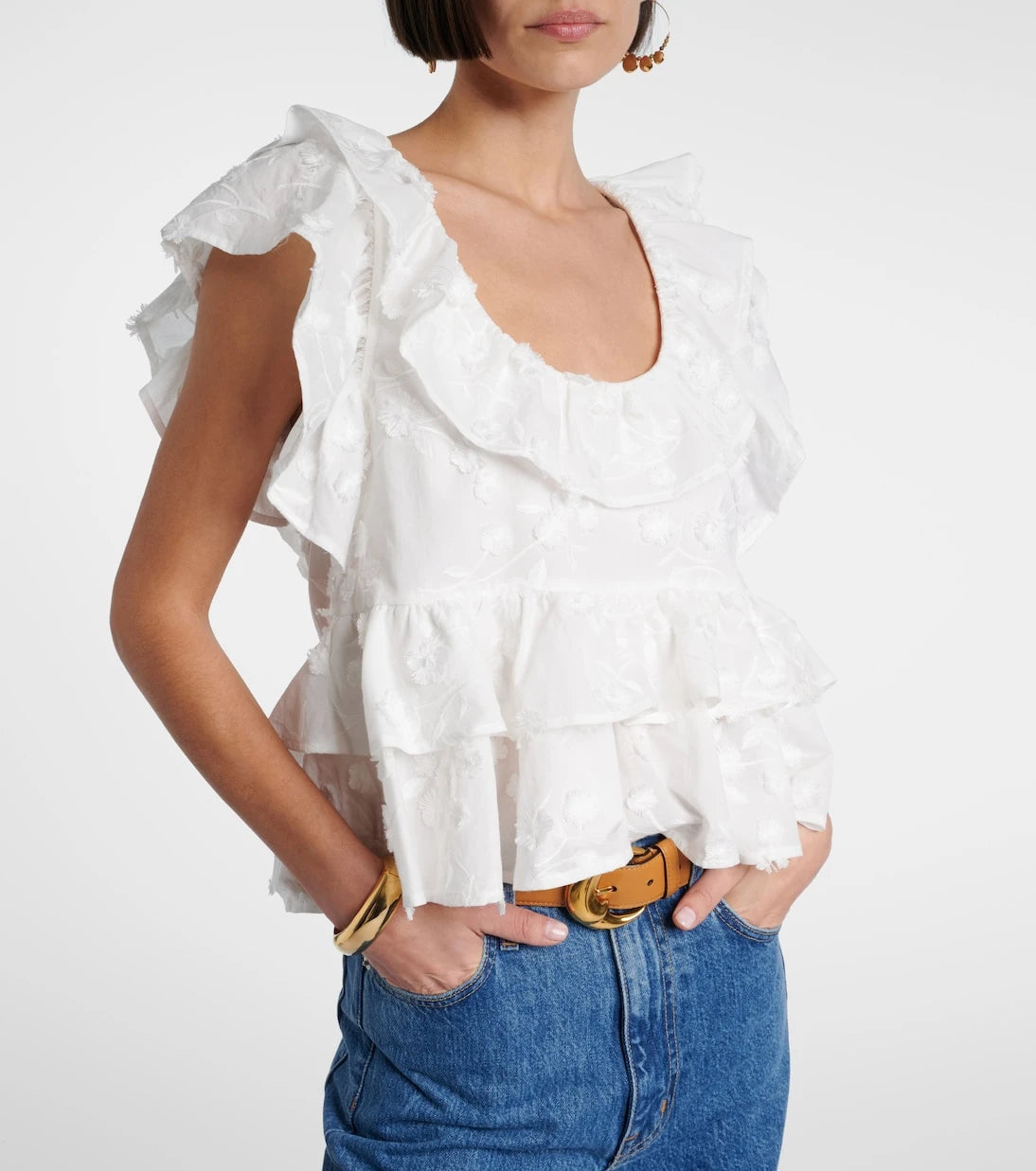 Dorothee Schumacher - Slees embroidered ruffled cotton top