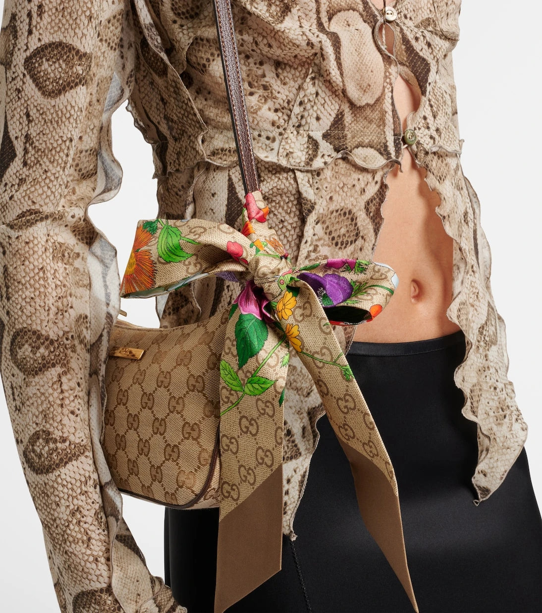 Gucci - GG floral silk jacquard scarf