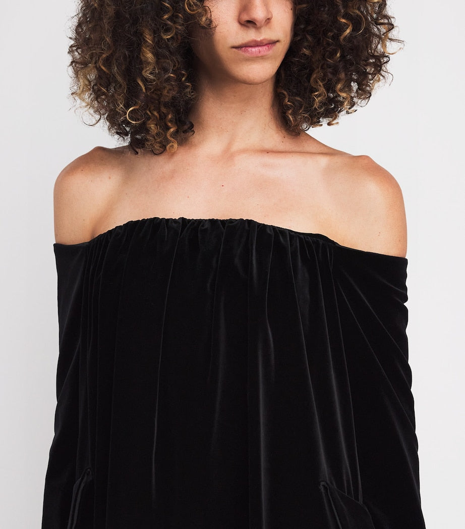 Velvet Off-The-Shoulder Gown BLACK