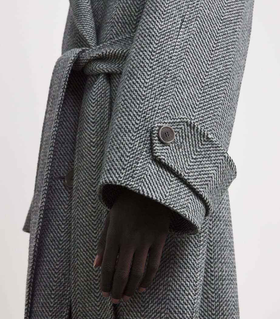 Joseph Multi Virgin Wool Herringbone Navarre Linear Coat