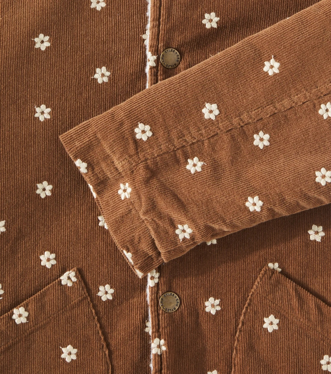 Rylee + Cru - Long Chore embroidered cotton corduroy jacket