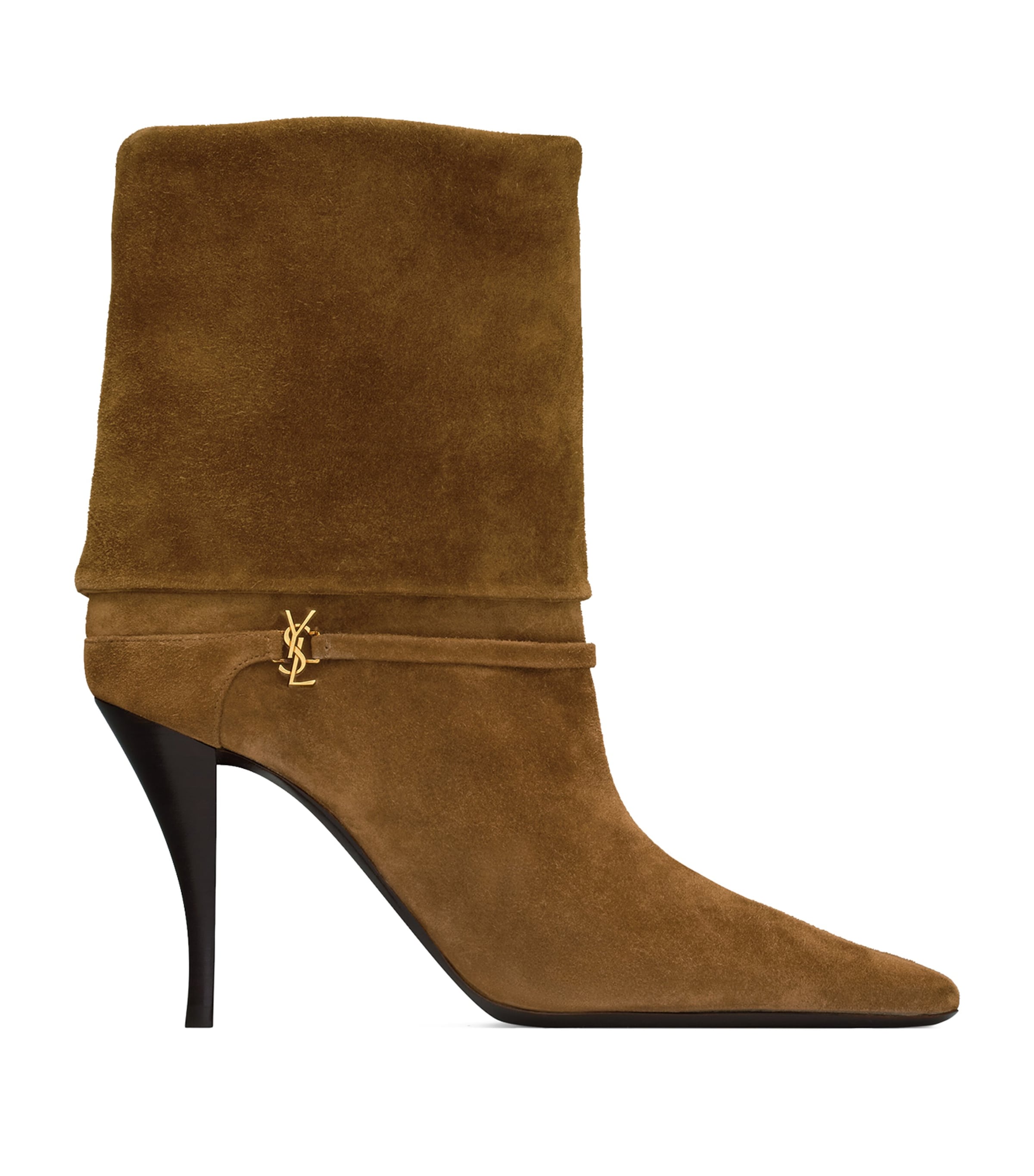 Saint Laurent Beige Suede Vicky Ankle Boots 90