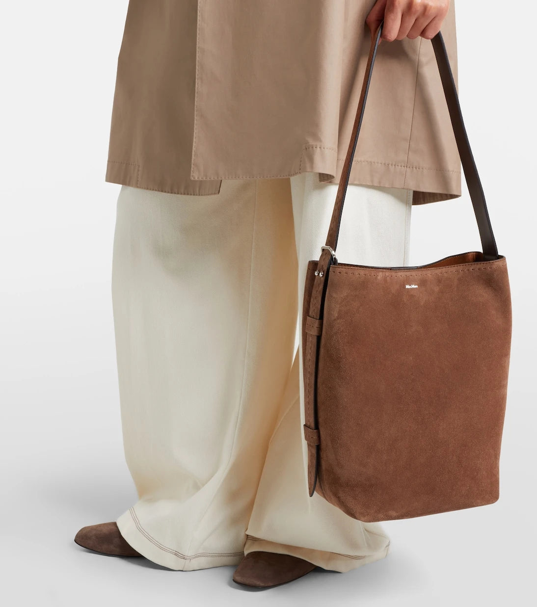 Max Mara - Medium suede bucket bag
