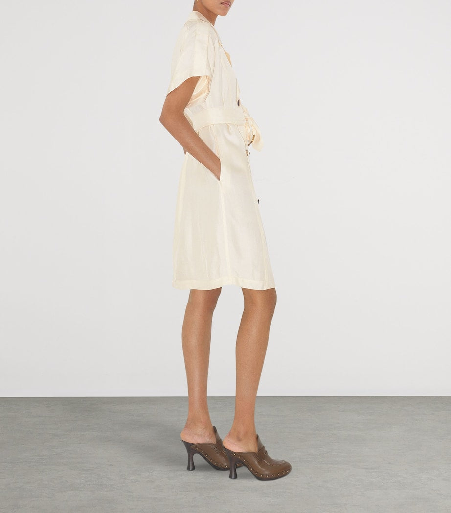 Burberry White Belted Trench Midi Dress
