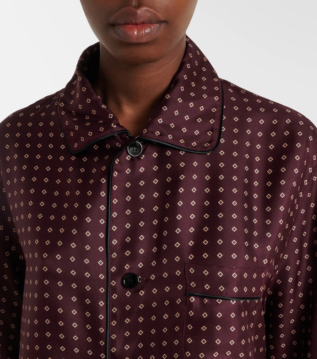 Saint Laurent - Printed silk satin pajama shirt